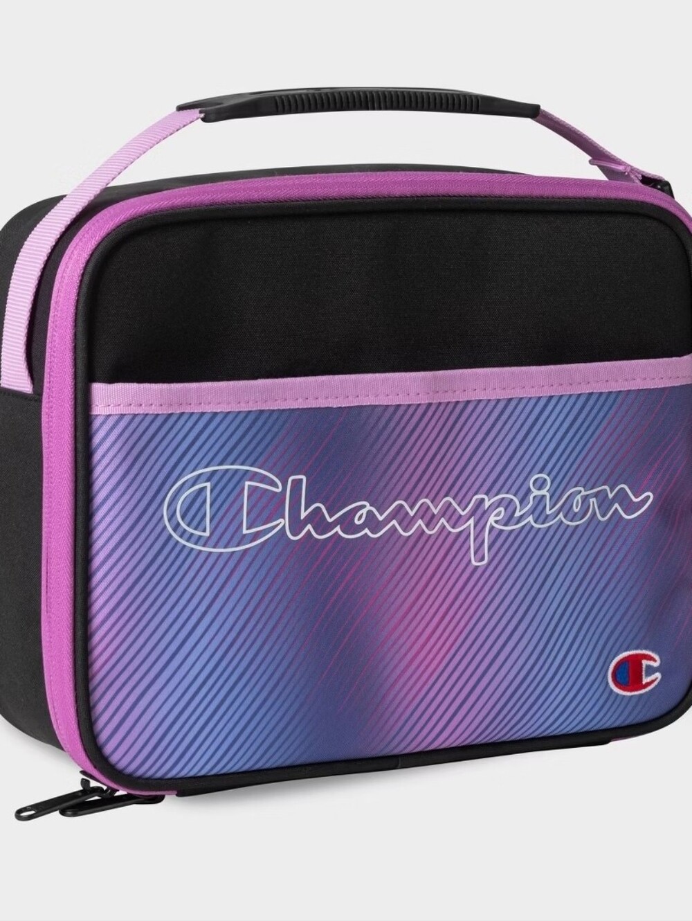 Champion Gradient Purple and Pink Lunch Box With Snap Closure Handle